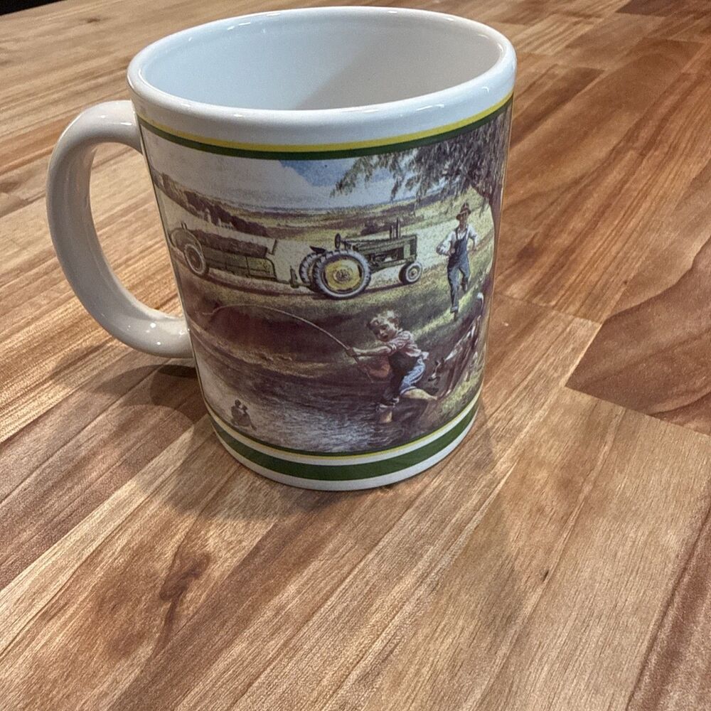 John Deere Moline Illinois Tractor Farm Scene Collectible Mug